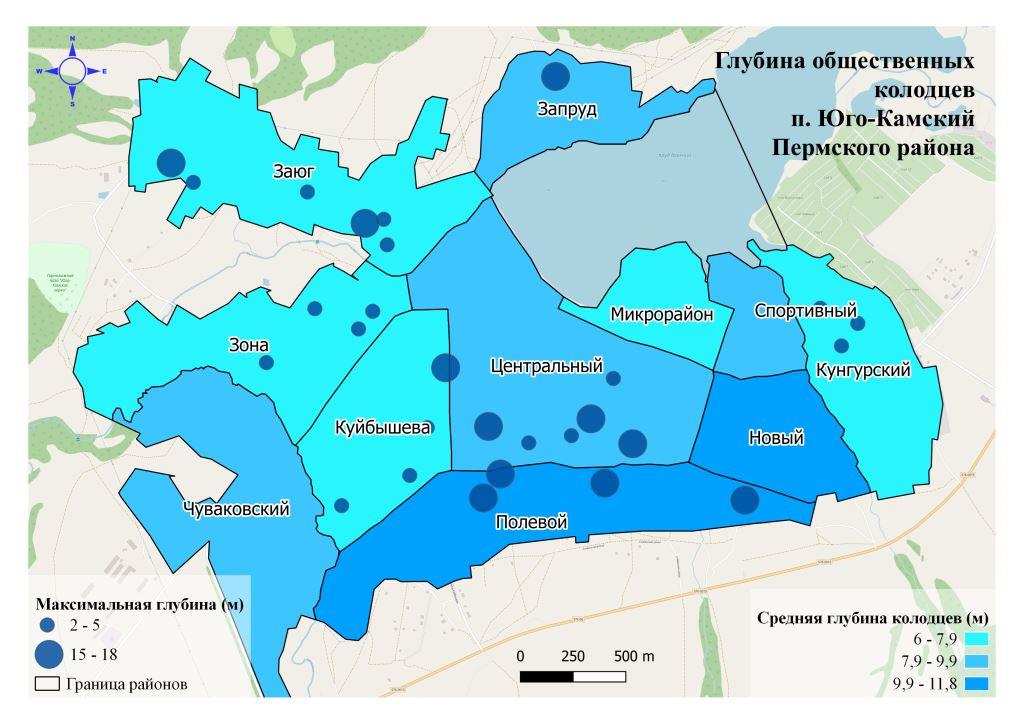 Карта глубин воды